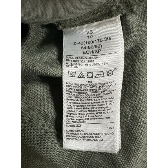 GAP Belted Linen Blend Short Sleeve Romper in Green Utility Retro Women's XS - Picture 6 of 10